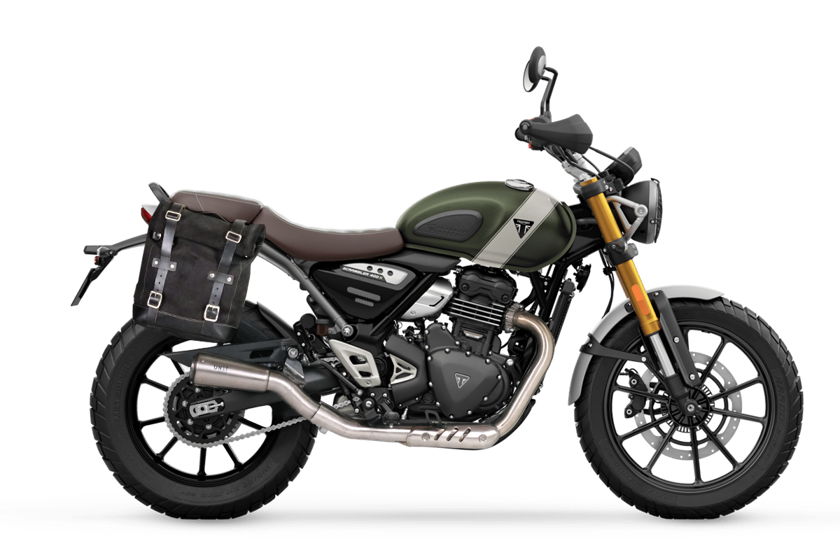 Borsa laterale in tela sinistra 10L-14L + telaio Triumph Scrambler 400 X - Beige/Brown