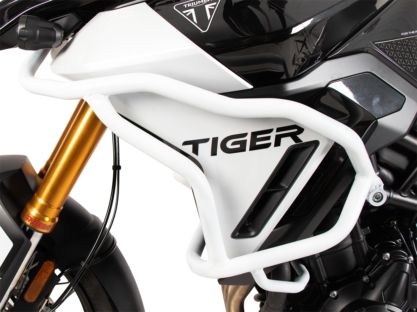 Barra di protezione serbatoio "Solid" bianca per Triumph Tiger 900 Rally Pro (24-) Hepco & Becker