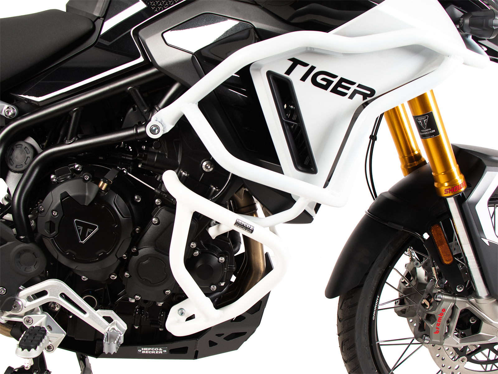 Barra di protezione serbatoio "Solid" bianca per Triumph Tiger 900 GT / Pro (24-) Hepco & Becker
