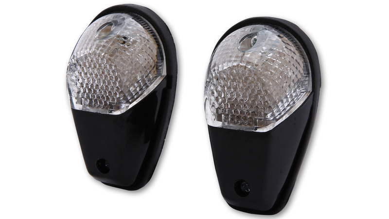 HIGHSIDER Indicatori carenatura intelligenti Indicatori a LED alloggiamento nero / lente trasparente (coppia), anteriore e posteriore