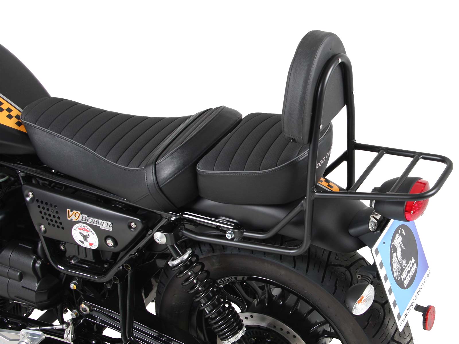 Sissybar con portapacchi nero per Moto Guzzi V9 Bobber/Special Edition (21-) Originale Hepco & Becker