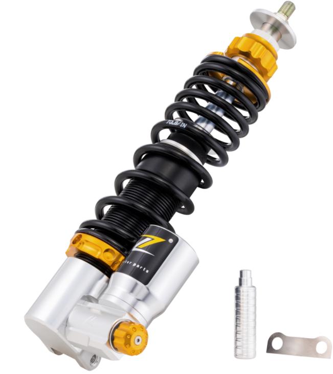 Ammortizzatore "Black Edition", anteriore per Vespa Primavera/Sprint 50 -150cc ('17-), argento/arancio/nero