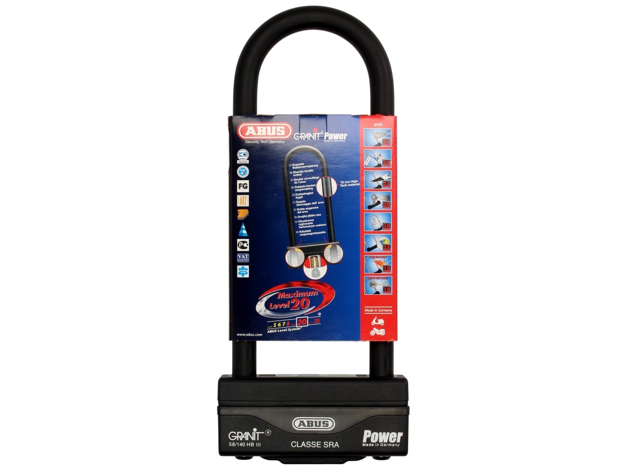 ABUS U-lock 260x83 Granit Power 58 per moto, scooter e Vespa