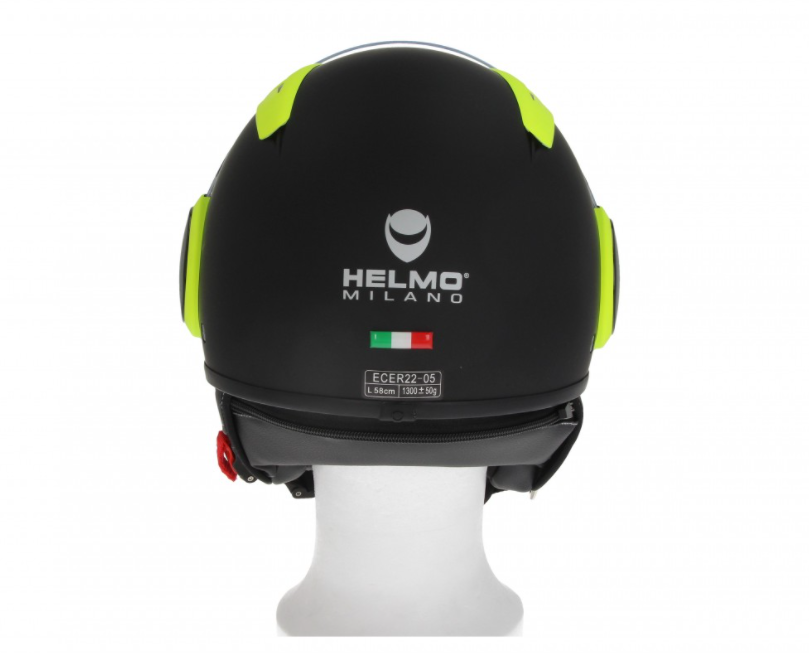 Casco integrale Helmo Milano, FuoriRotta Premium, nero, giallo, opaco