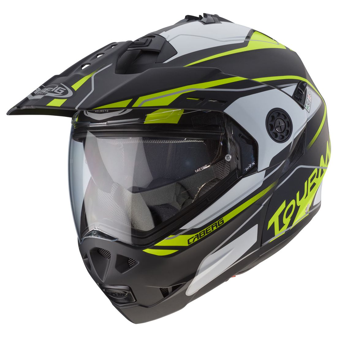Casco Caberg Tourmax Marathon, nero opaco/bianco-giallo