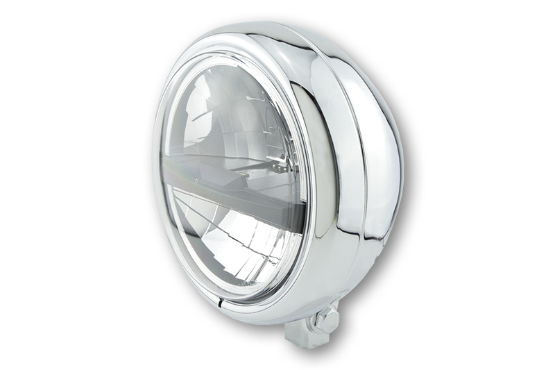 HIGHSIDER pro 5 3/4 pollici faro Pecos Tipo 5 LED cromato omologato E (1pc)