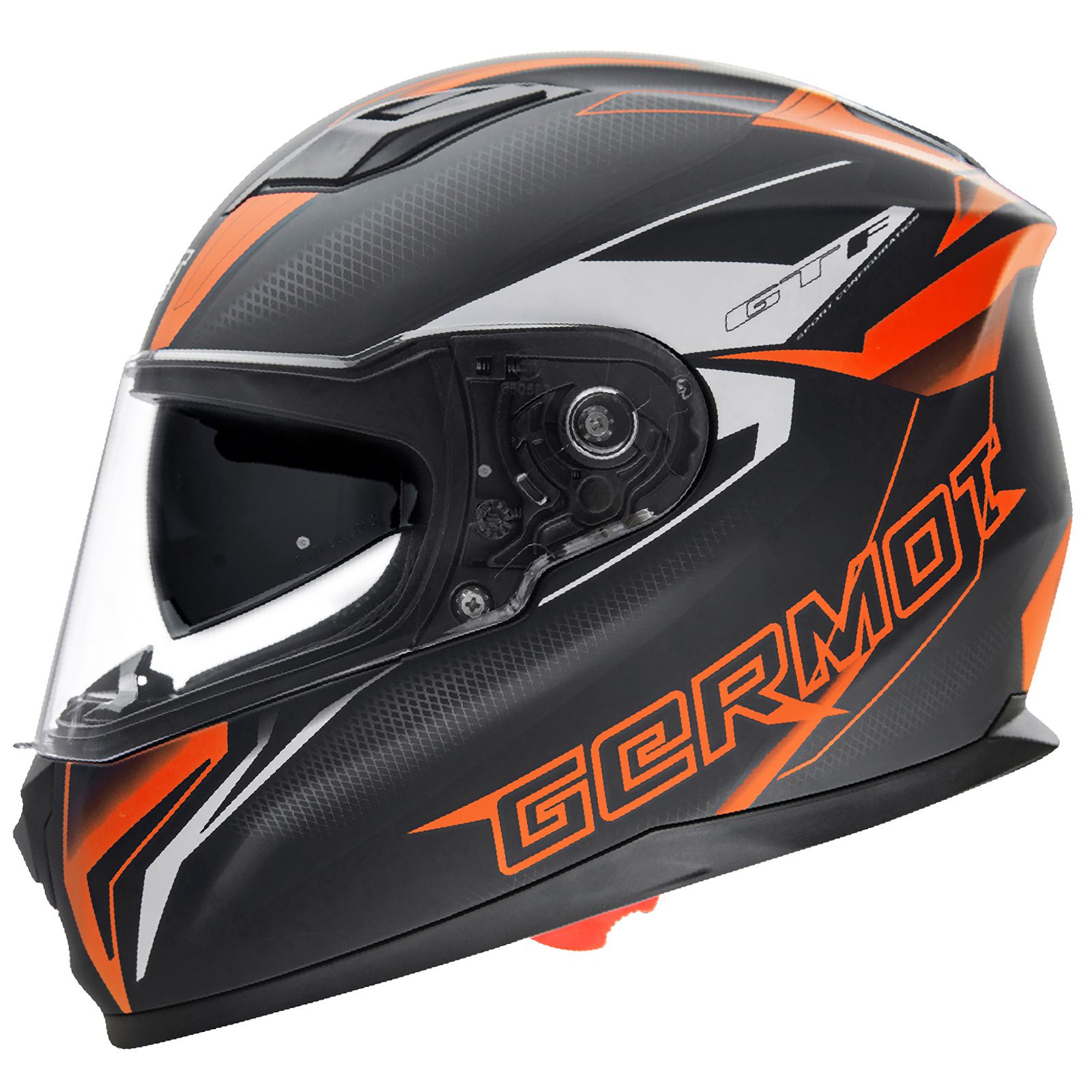 Casco integrale Germot GM 330, nero opaco/arancio