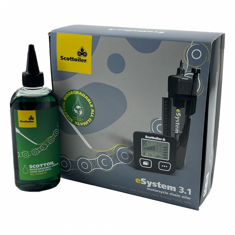 Oliatore per catena Scottoiler eSystem 3.1 + lubrificante verde biodegradabile