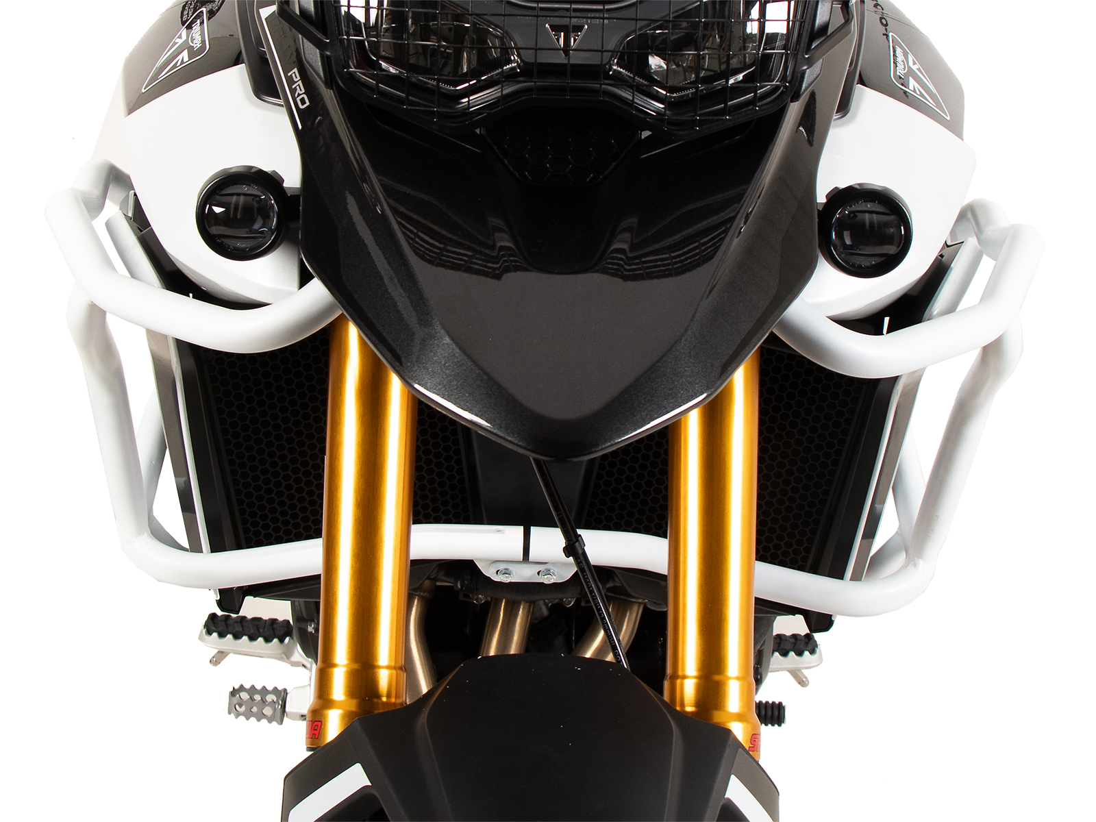 Barra di protezione serbatoio "Solid" bianca per Triumph Tiger 900 Rally Pro (24-) Hepco & Becker