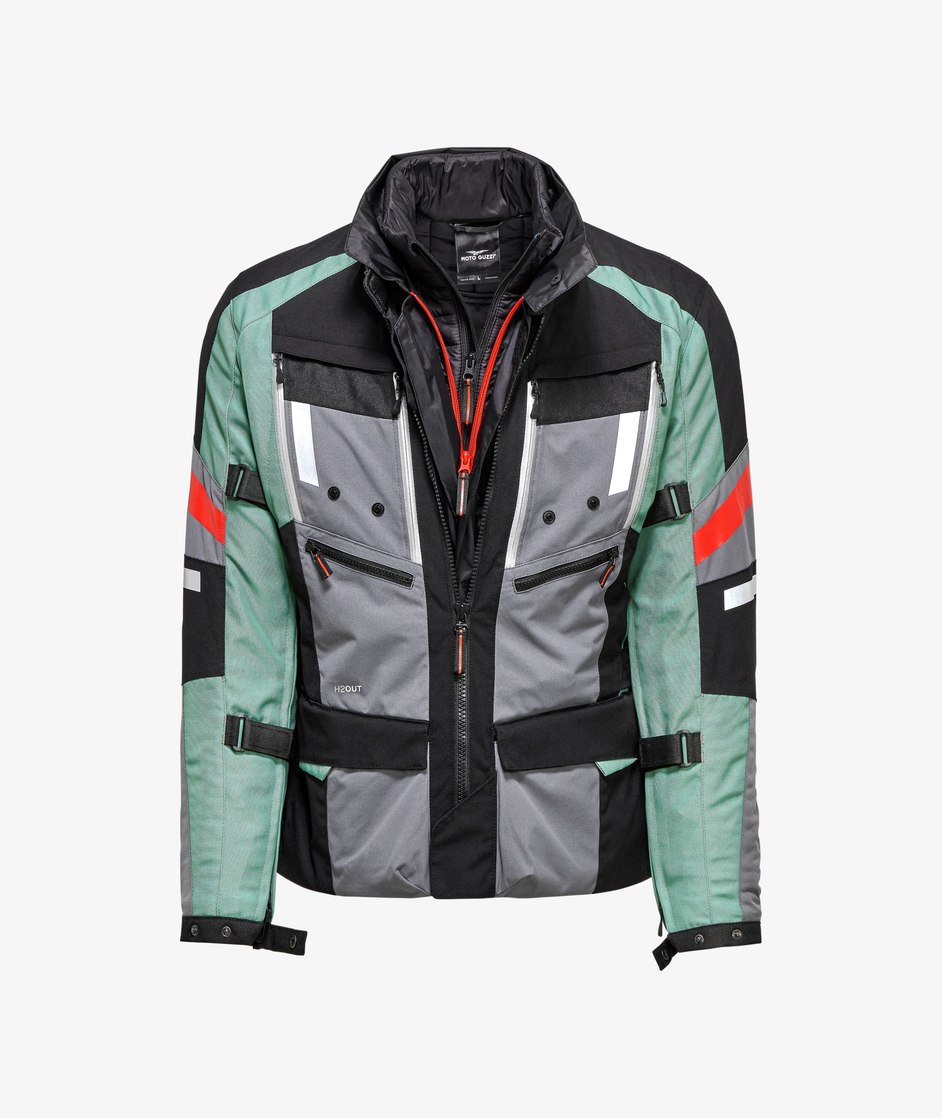 Giacca Moto Guzzi "Adventure Touring" verde, protezioni incluse
