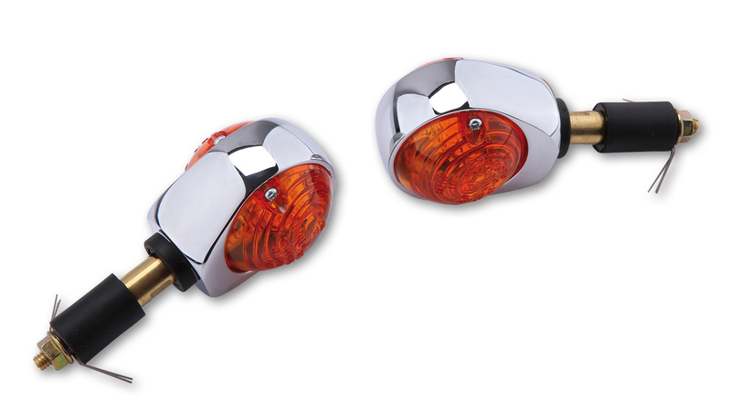 HIGHSIDER Smart ox-eye bulb indicatore di direzione manubrio cromato / lente arancione (coppia), anteriore e posteriore