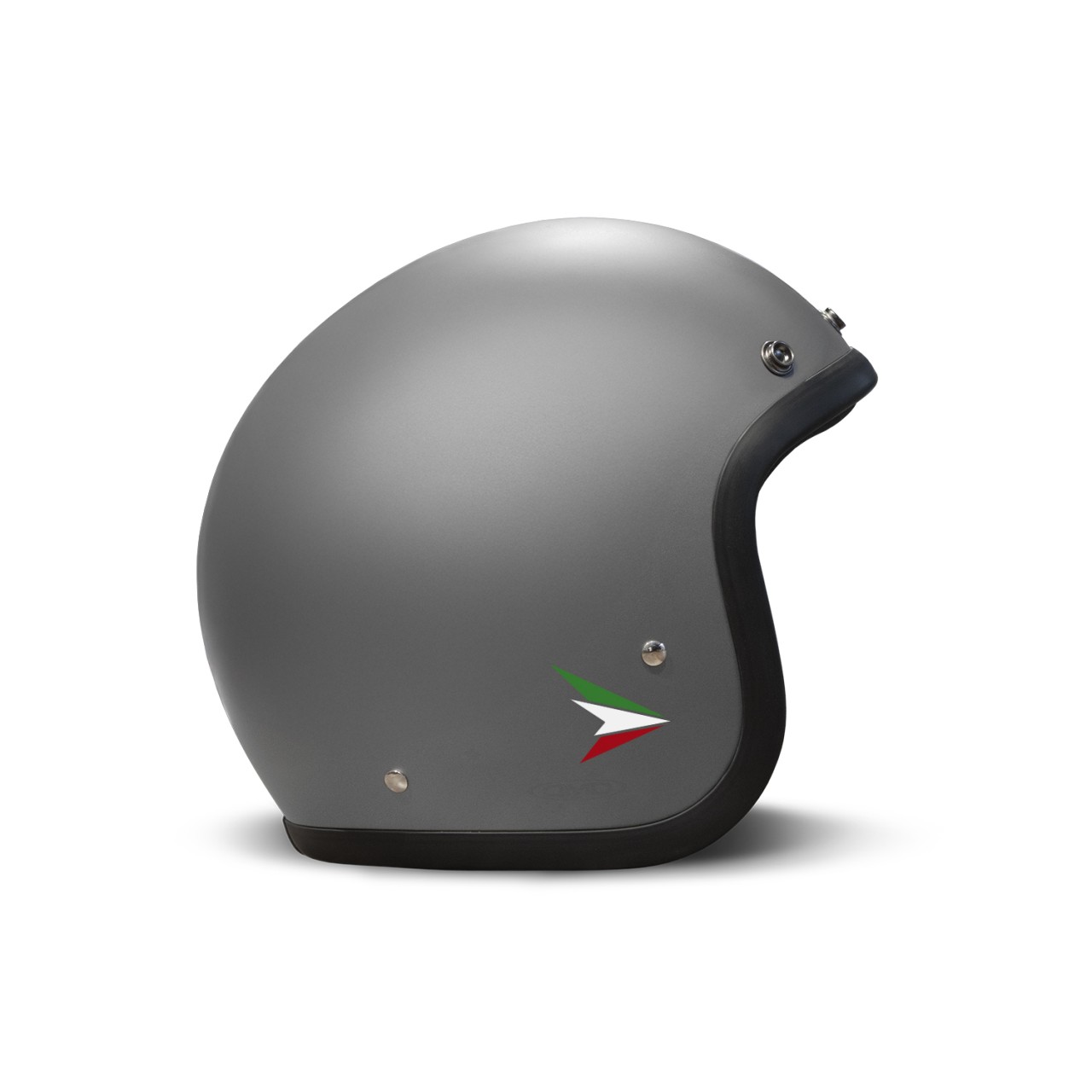 DMD casco jet Retro, nero, opaco, Ita Grey, fibra di vetro, ECE 22.06