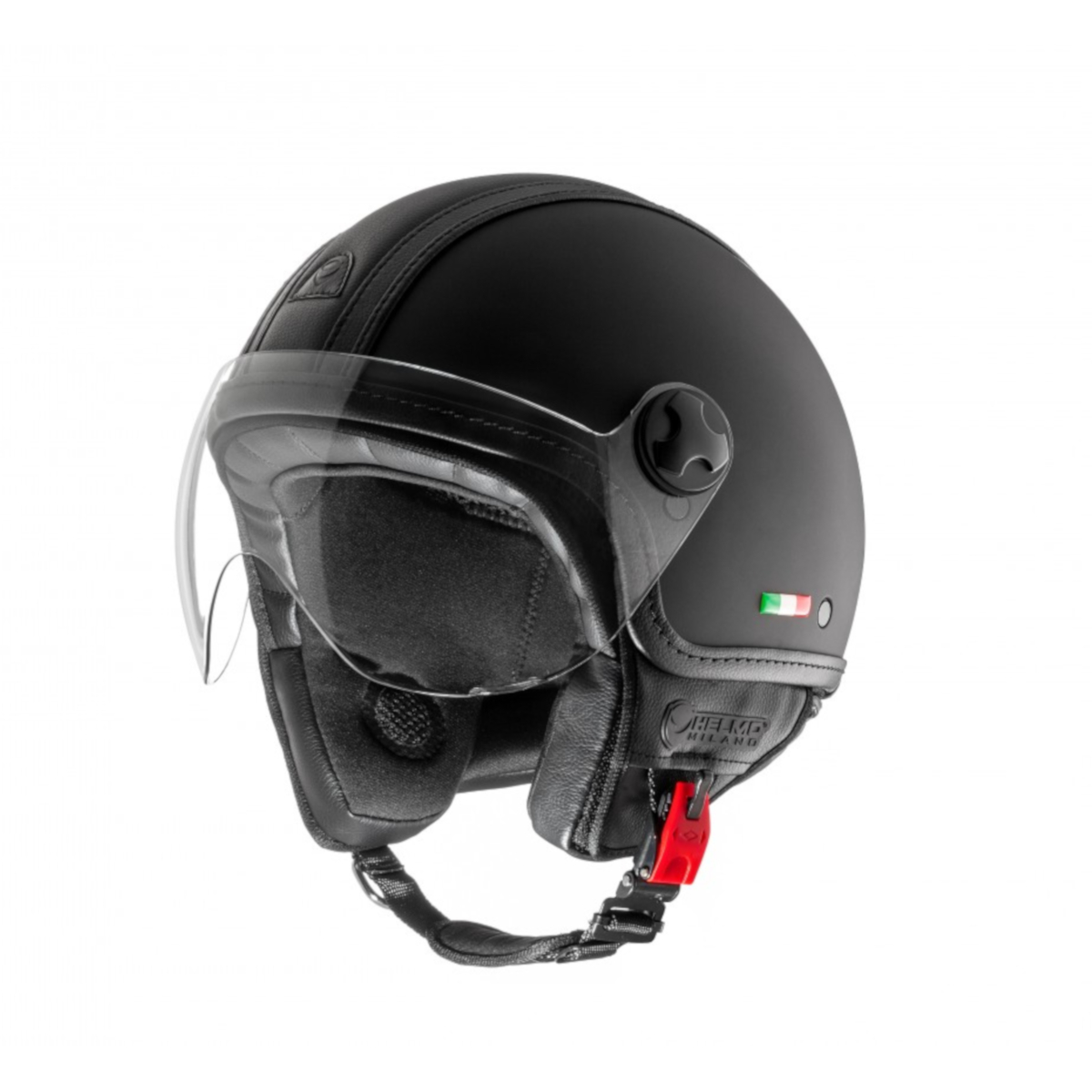 Helmo Milano Demi Jet, PelleDura, nero, opaco