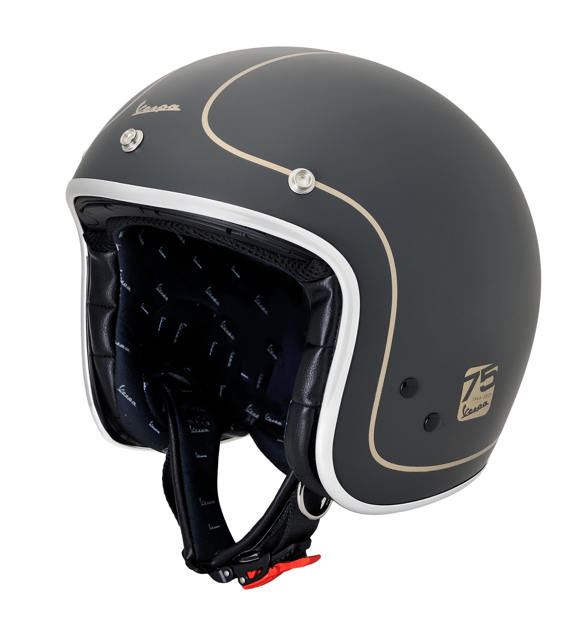 Casco jet Vespa 75° anniversario, grigio-oro