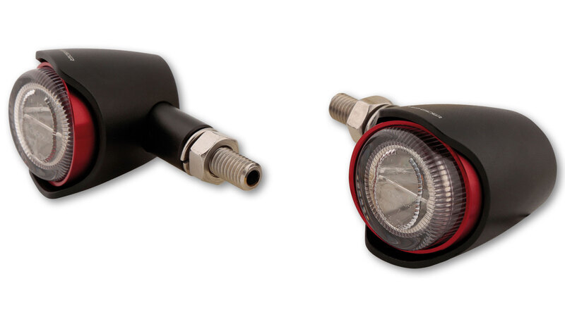 HIGHSIDER Pro Akron-X LED Mini Indicator Housing Nero / Lente Trasparente (coppia), anteriore e posteriore