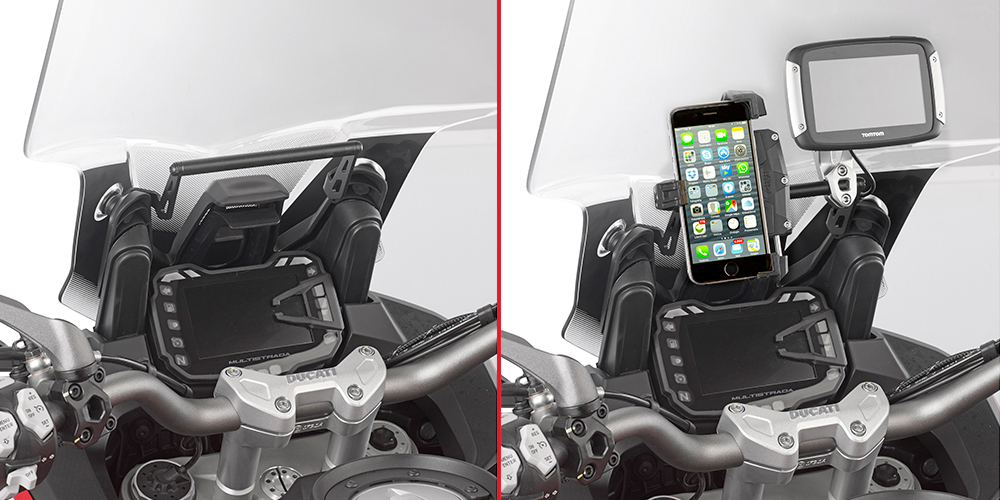 Staffa per montaggio su parabrezza per GPS/smartphone per Ducati Multistrada Givi