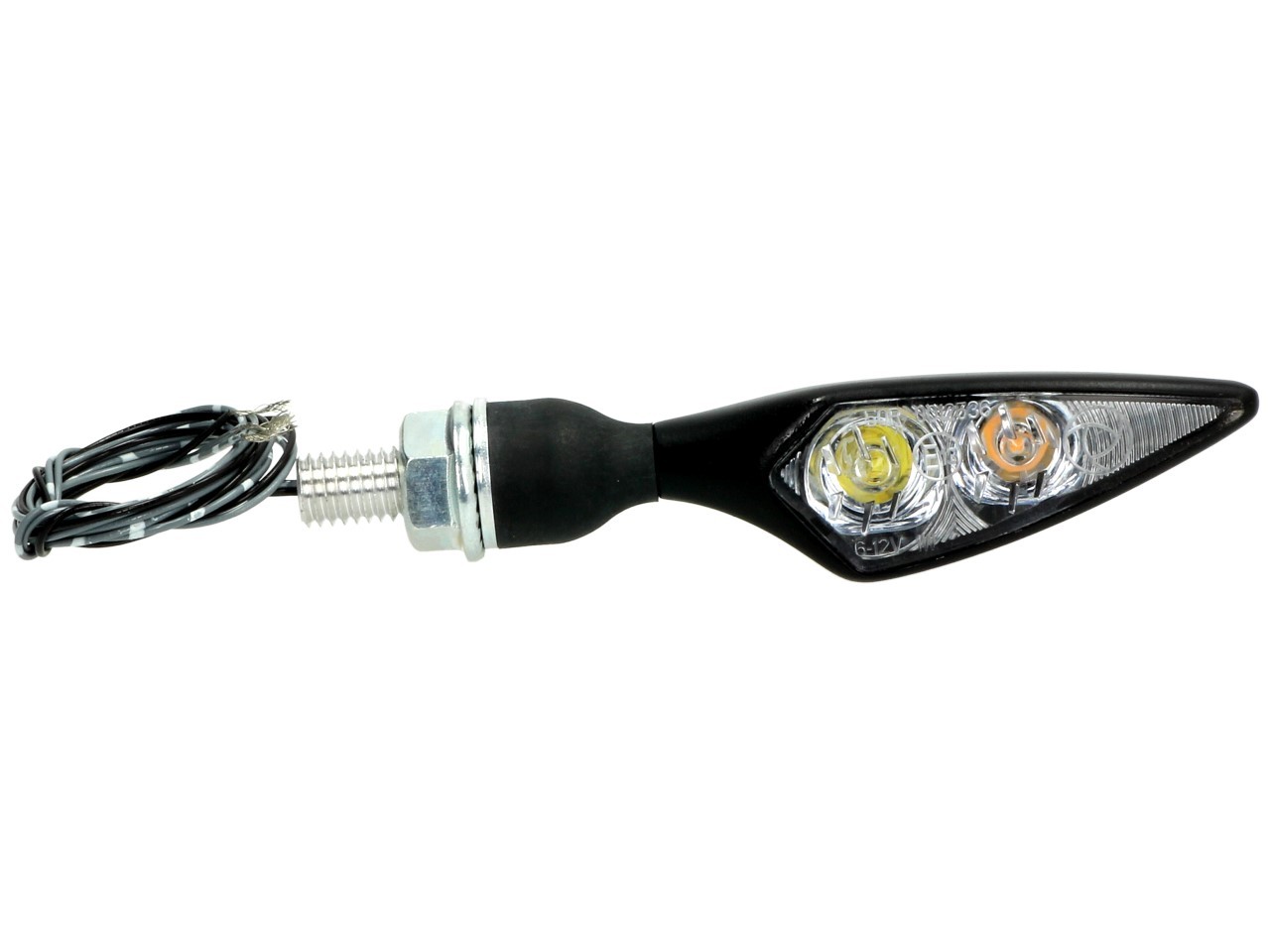Indicatore Kellermann, rombo PL, acciaio, LED, anteriore sinistro, 12 V, nero satinato, omologazione E