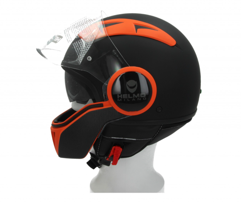 Casco integrale Helmo Milano, FuoriRotta Premium, nero, arancione, opaco