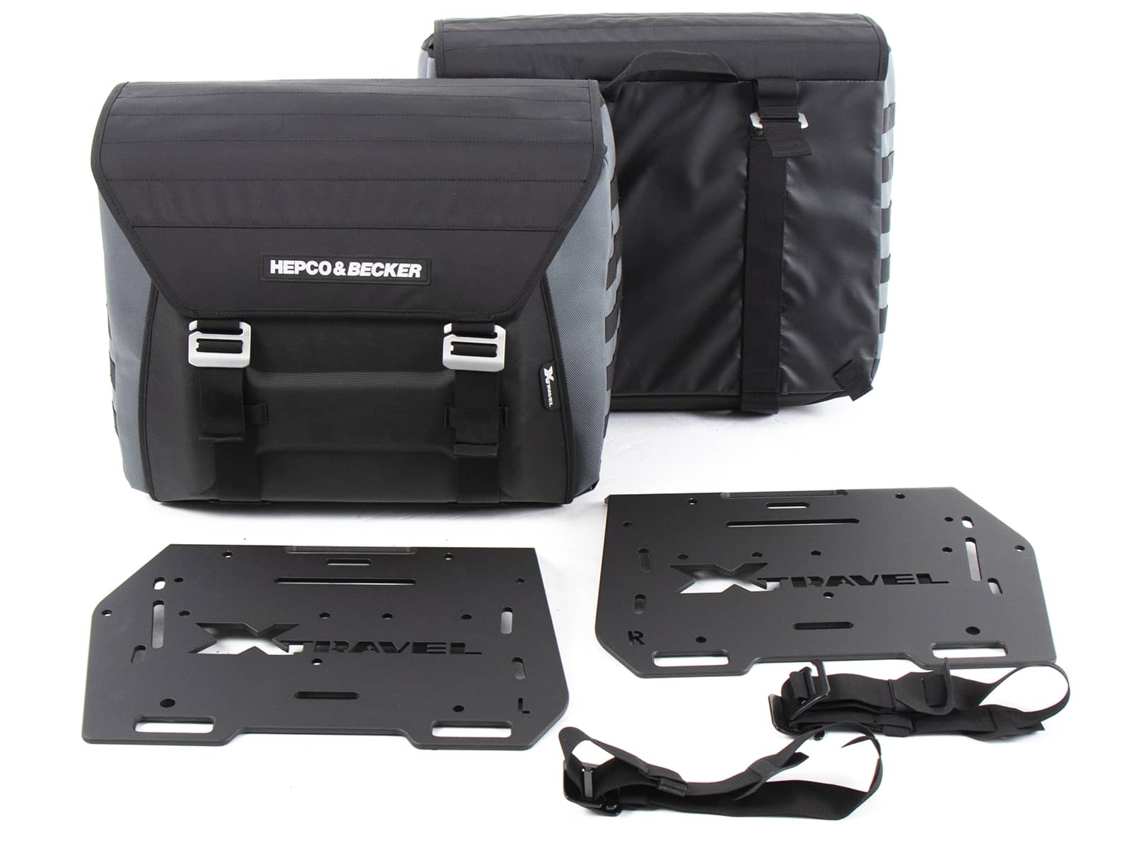 Set di borse laterali Xtravel Basic incl. 2x piastra adattatore universale per portapacchi laterali tubolari