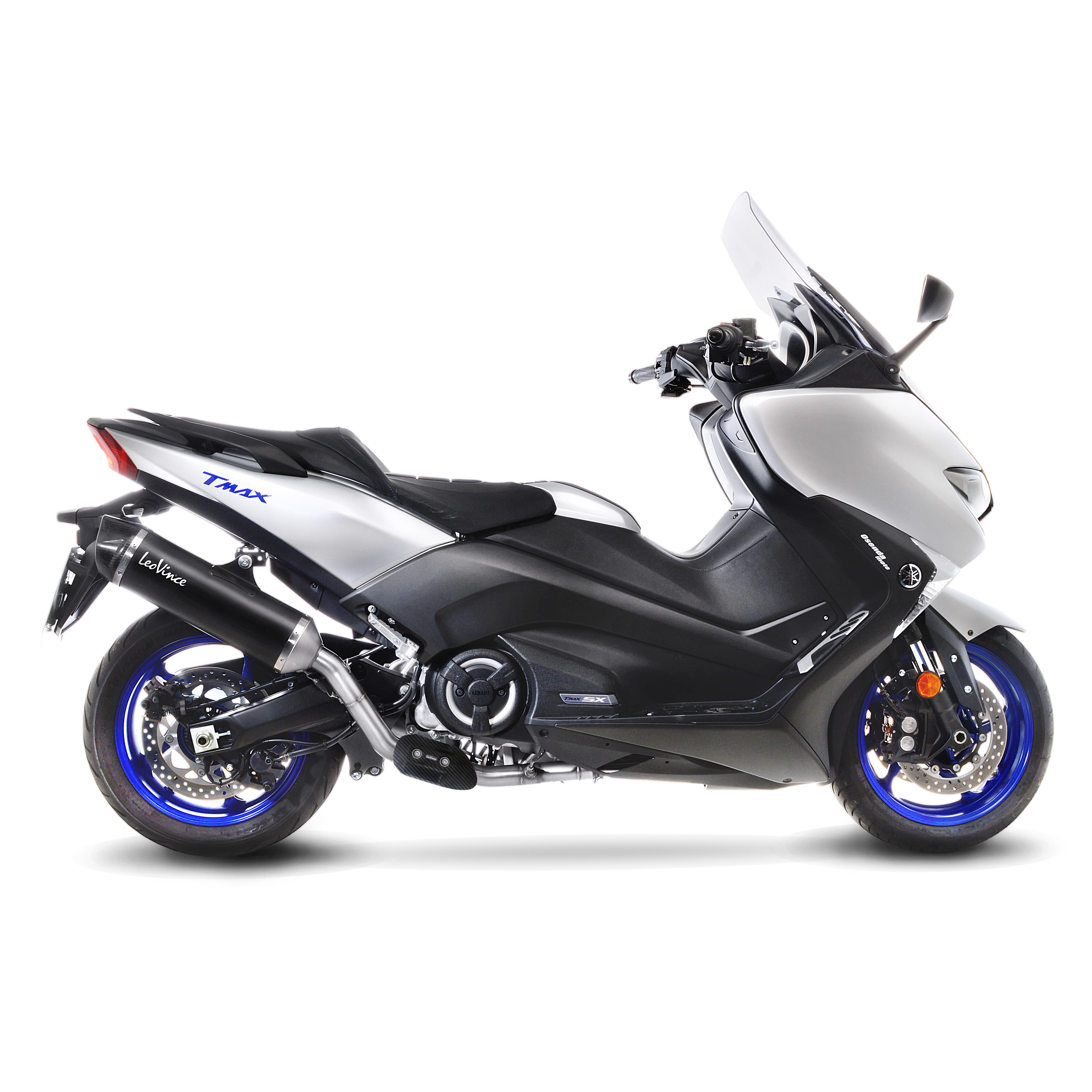 Impianto di scarico LeoVince completo SBK Nero Evo 2, acciaio inox per Yamaha T-MAX 530 ABS/DX/SX (Bj.17-19)