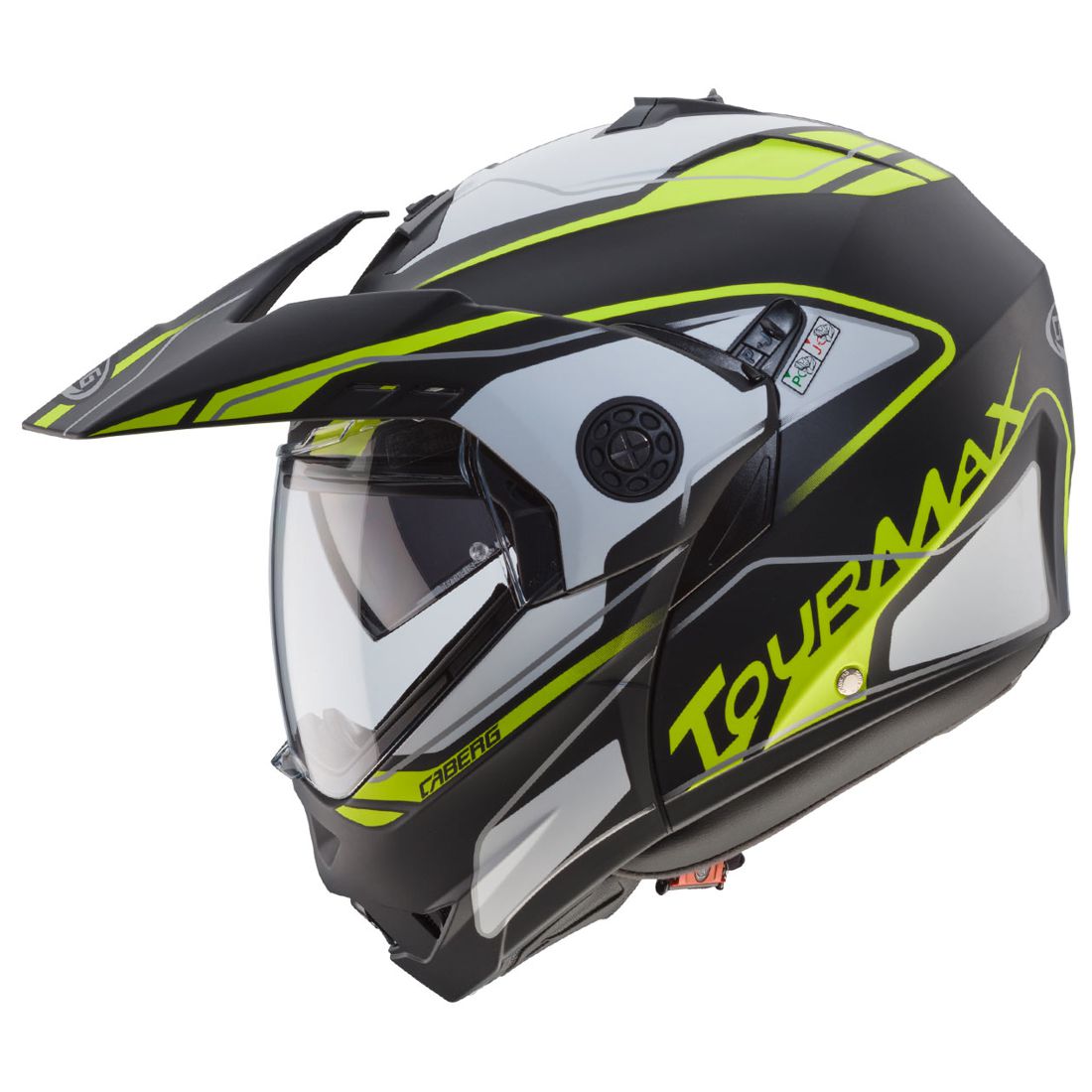 Casco Caberg Tourmax Marathon, nero opaco/bianco-giallo