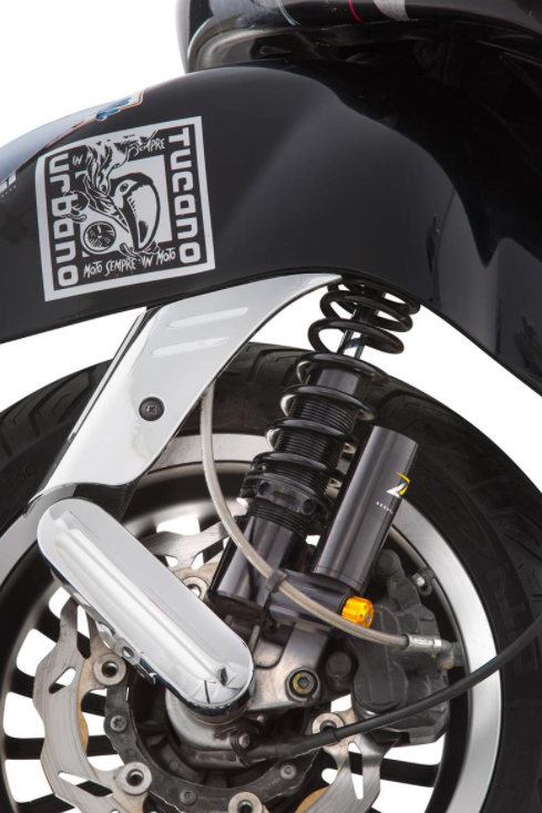 Ammortizzatore "Black Edition", anteriore per Vespa Primavera/Sprint 50 -150cc 2T/4T AC, nero