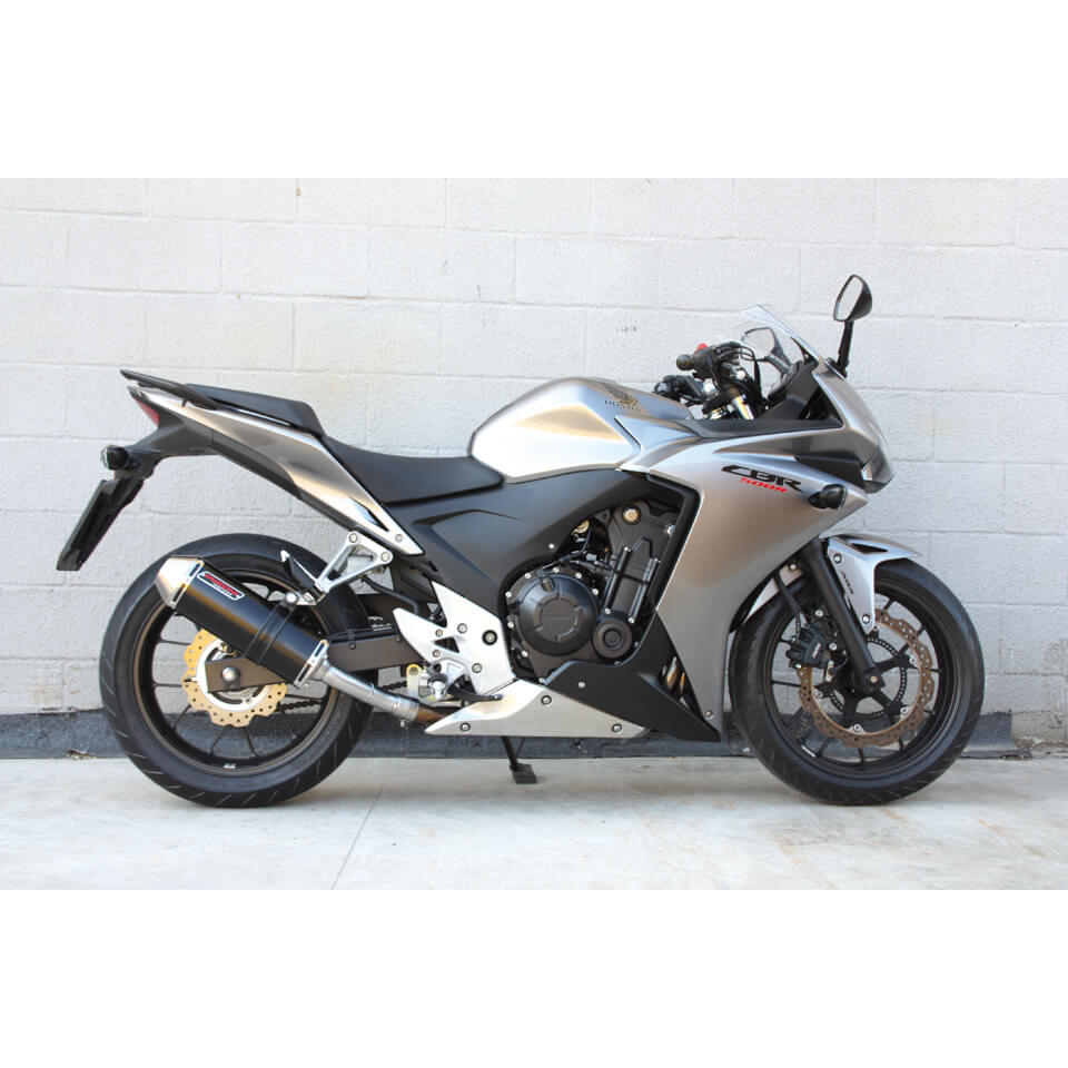 Silenziatore posteriore Takkoni Honda CB 500 F /X, CBR 500 R, acciaio inox nero, omologato E, Euro4