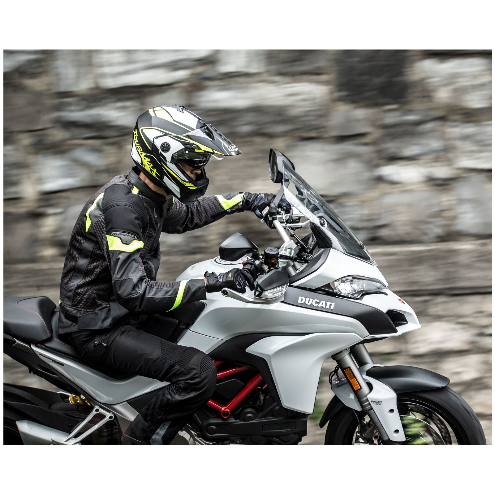 Casco Caberg Tourmax Marathon, nero opaco/bianco-giallo