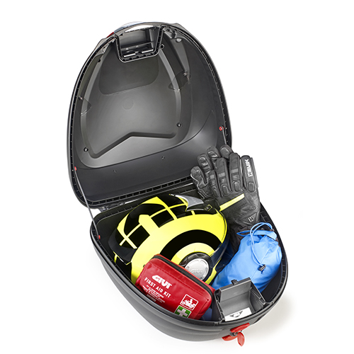 B330 MONOLOCK Bauletto nero con catarifrangenti e piastra rossi Givi