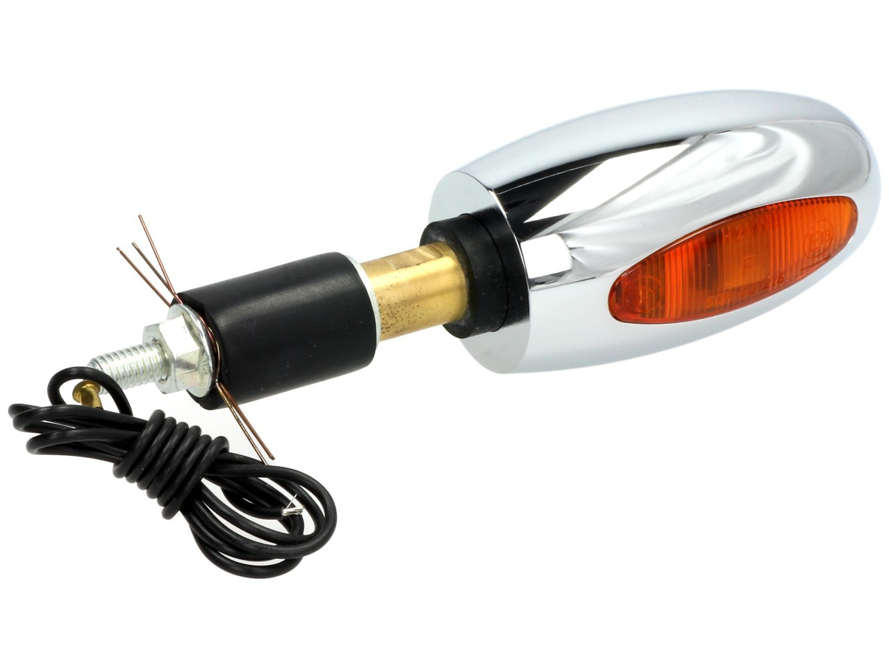 Indicatore Kellermann, BL 1000 giallo, ottone, alogeno, VR/VL, 12 V, 21 W, cromo lucido