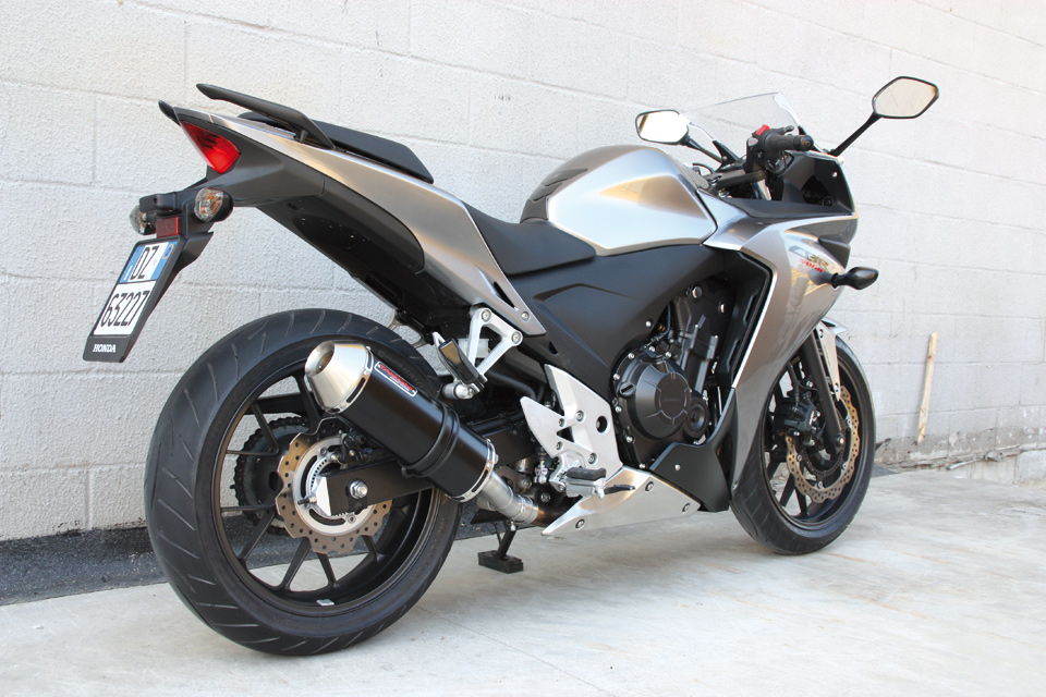 Silenziatore posteriore Takkoni Honda CB 500 F /X, CBR 500 R, acciaio inox nero, omologato E, Euro4