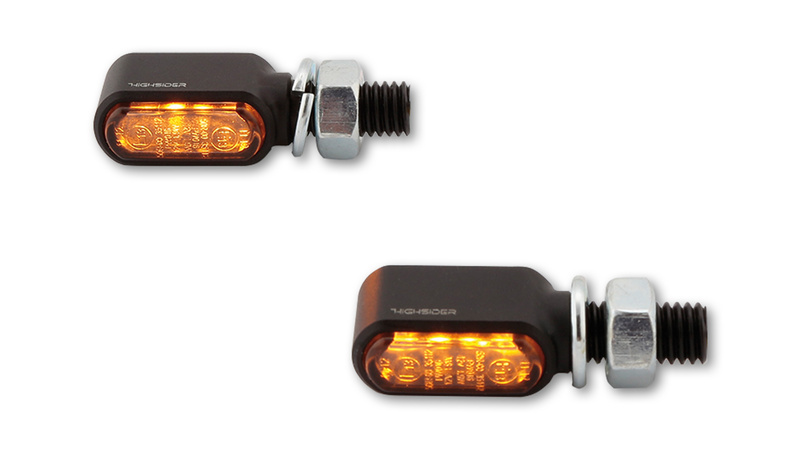 HIGHSIDER Pro Little Bronx LED Indicatore di direzione nero / lente grigio fumo (coppia), anteriore e posteriore