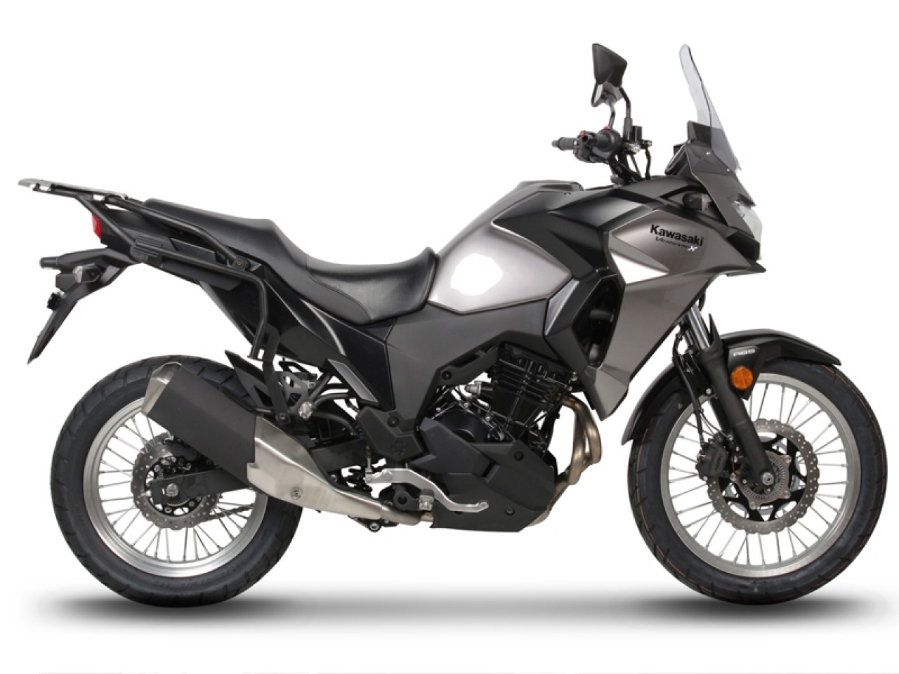 Portapacchi laterali Shad sistema 3P verniciato nero per Kawasaki KLE 300 Versys-X (17-20)