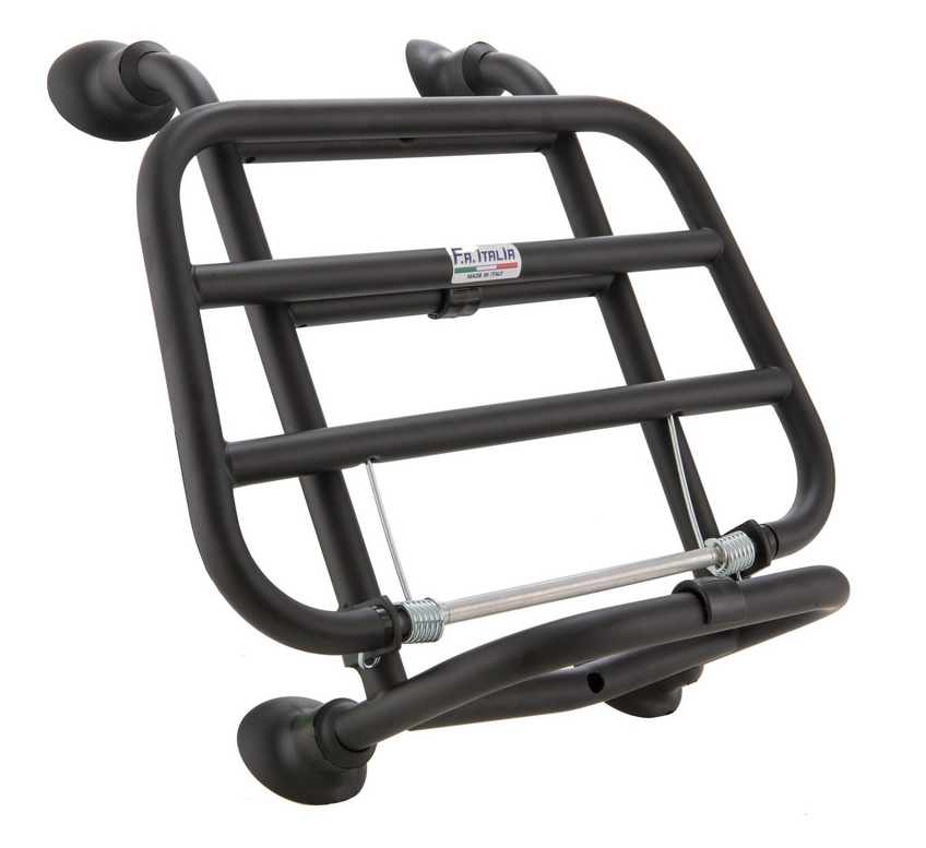 Portapacchi anteriore per Vespa Primavera /Sprint /Elettrica 50-150ccm, pieghevole, nero opaco
