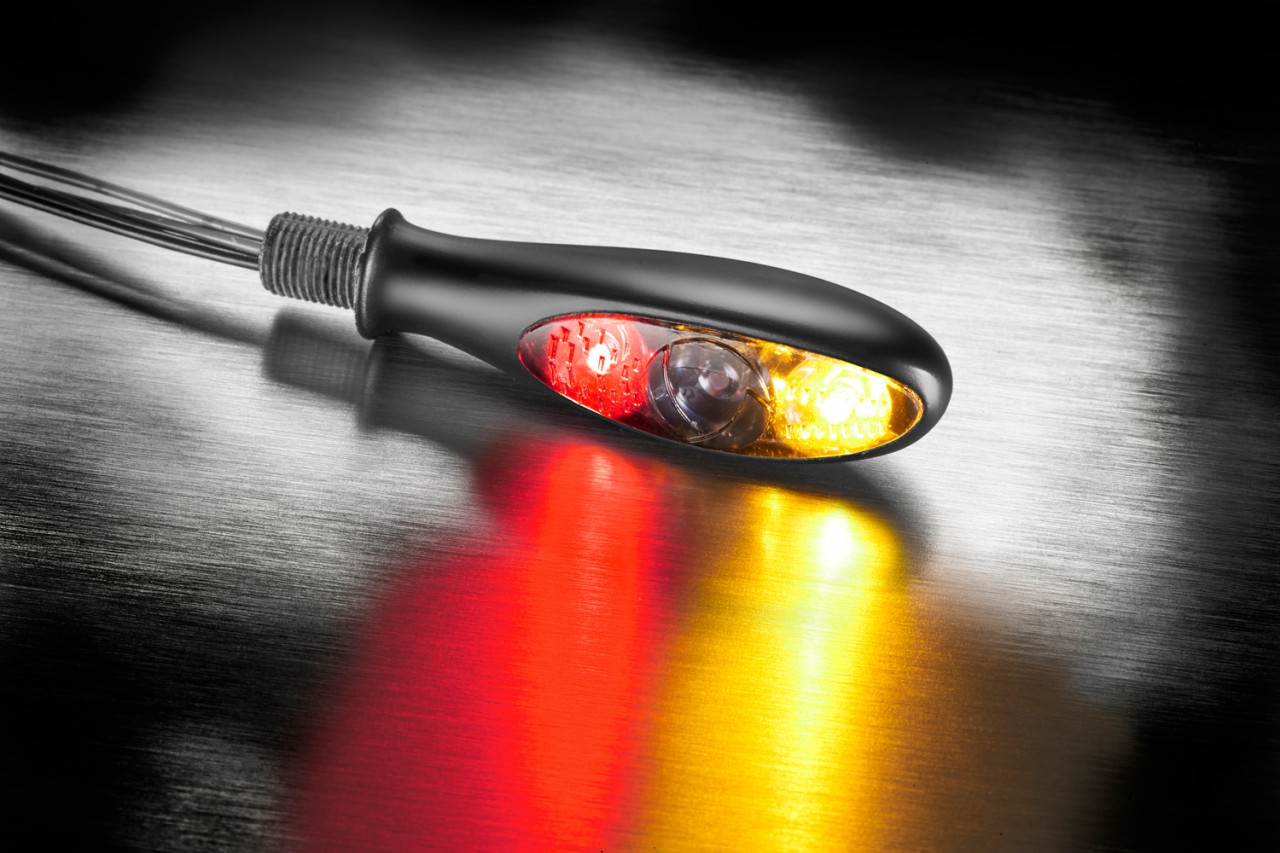 Indicatore di direzione Kellermann, luce posteriore e freno, Micro S DF Dark, alluminio, LED, HL/HR, 12 V, nero opaco