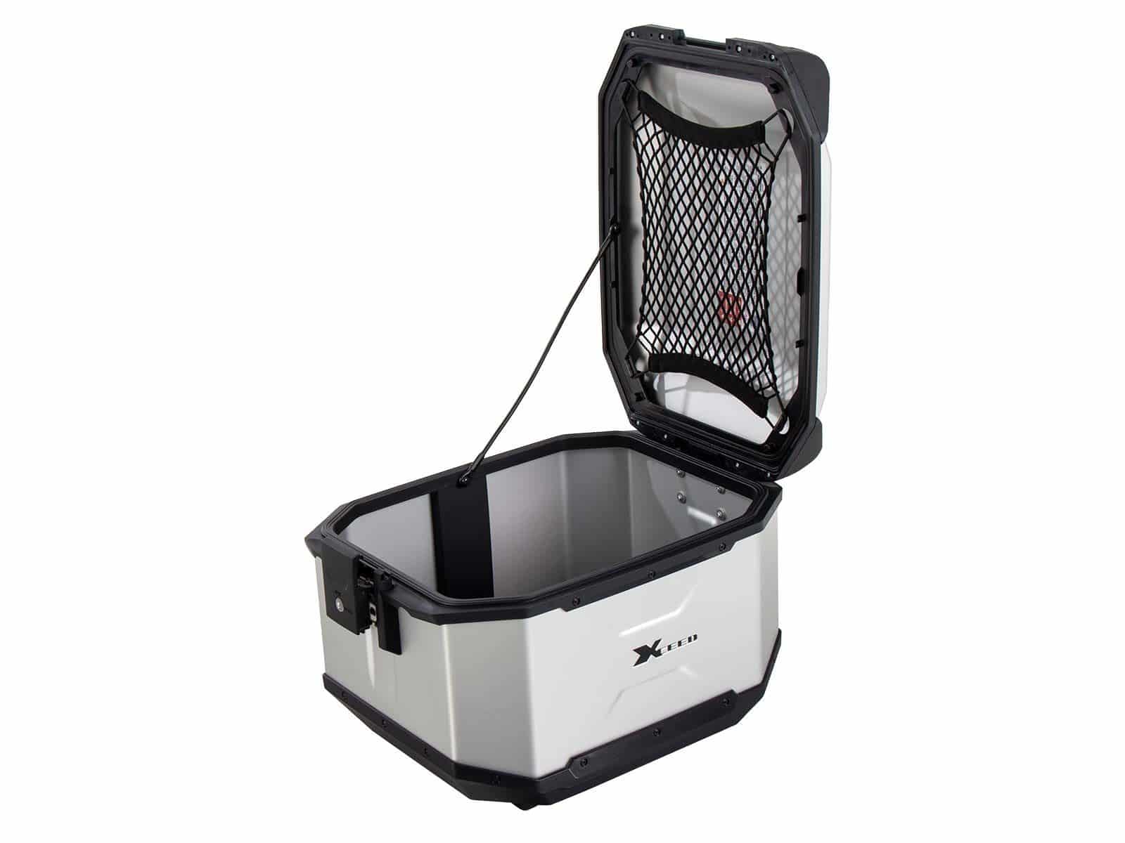 Baule posteriore in alluminio Xceed da 45 litri, colore argento, Hepco & Becker