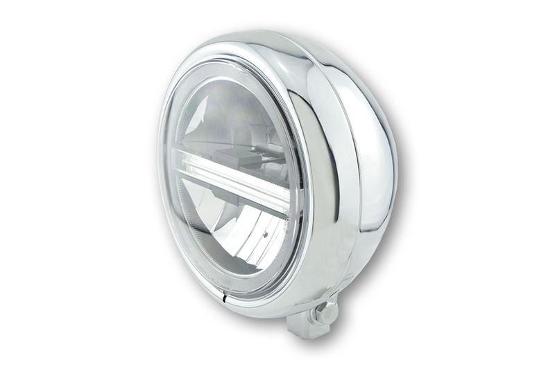 HIGHSIDER pro 5 3/4 pollici Faro Pecos Tipo 6 LED Cromo Con TFL, omologato E (1pc)