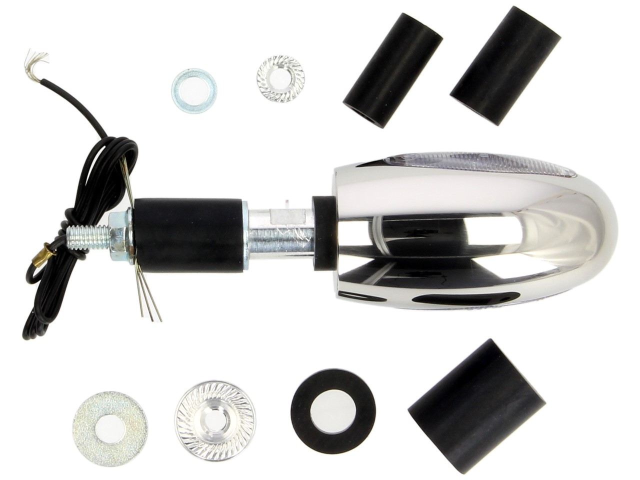Indicatore Kellermann, BL 1000 bianco, acciaio inox, alogeno, VR/VL, 12 V, 21 W, argento lucido, brillante