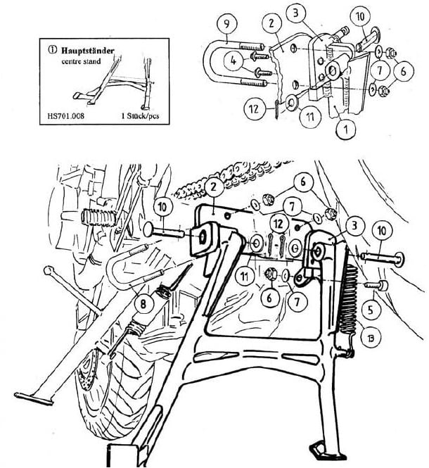 Cavalletto centrale nero per Honda CB 600 F Hornet (03-06) Hepco & Becker