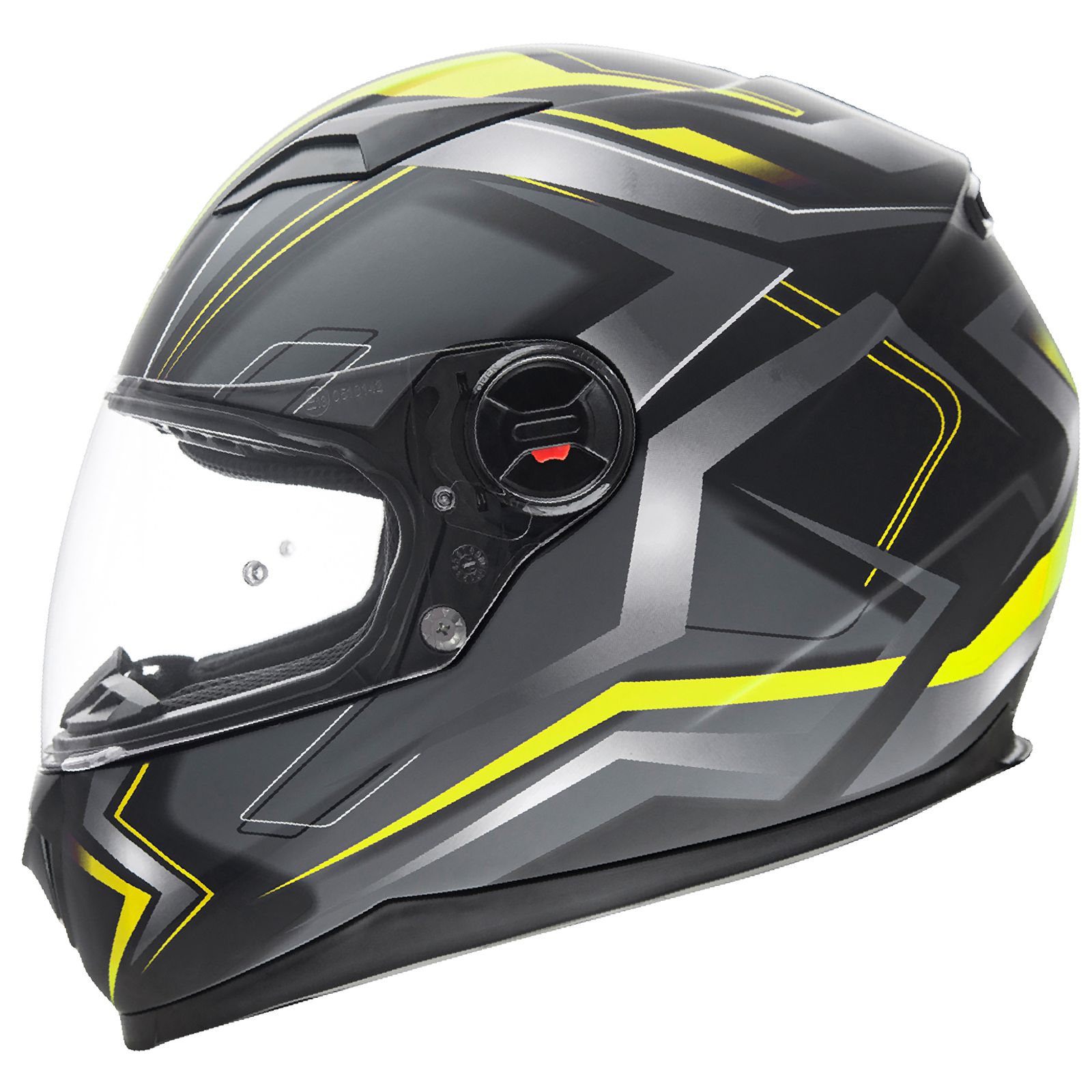 Casco integrale Germot GM 320, nero opaco/giallo