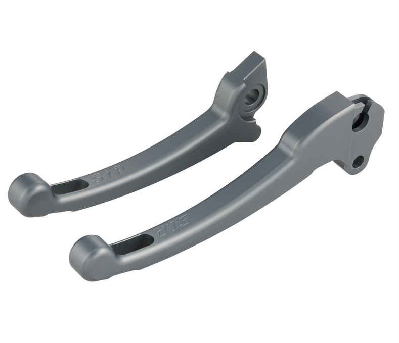 Set di leve sportive frizione/freno per Vespa PX 125-200ccm, HBZ Grimeca, destra/sinistra, grigio opaco