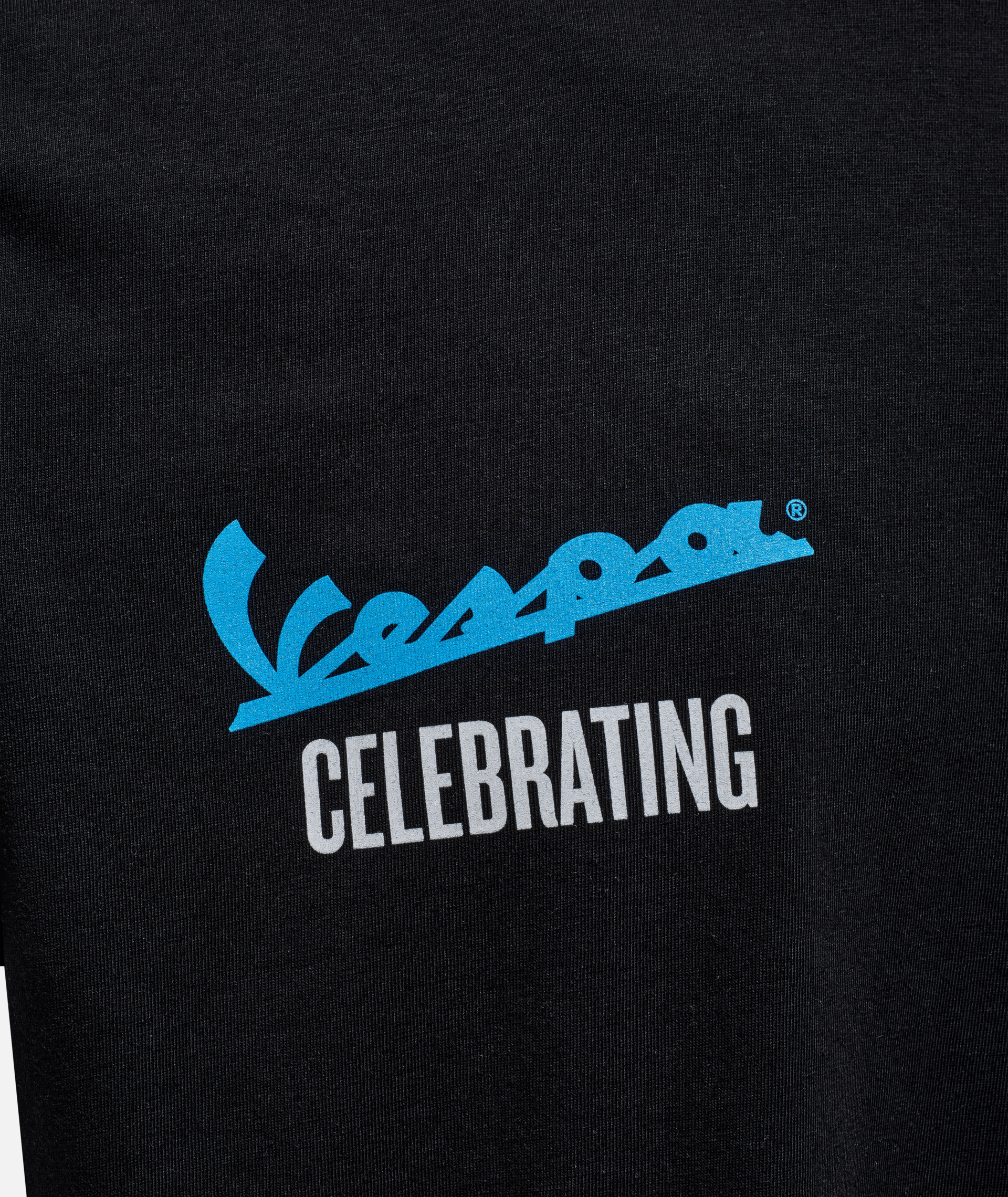 Maglietta Vespa "140 anni Piaggio" nero blu