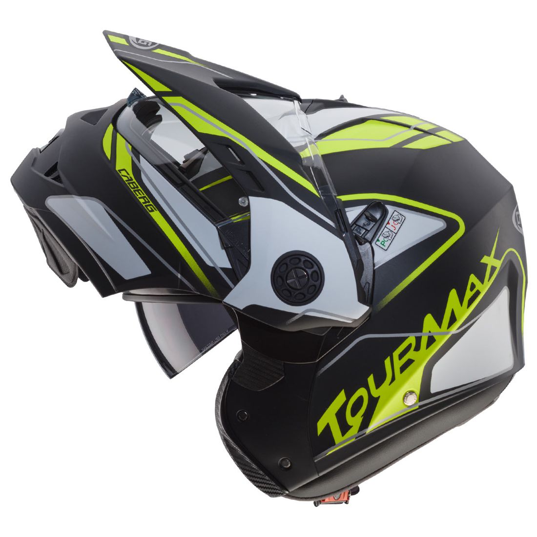 Casco Caberg Tourmax Marathon, nero opaco/bianco-giallo