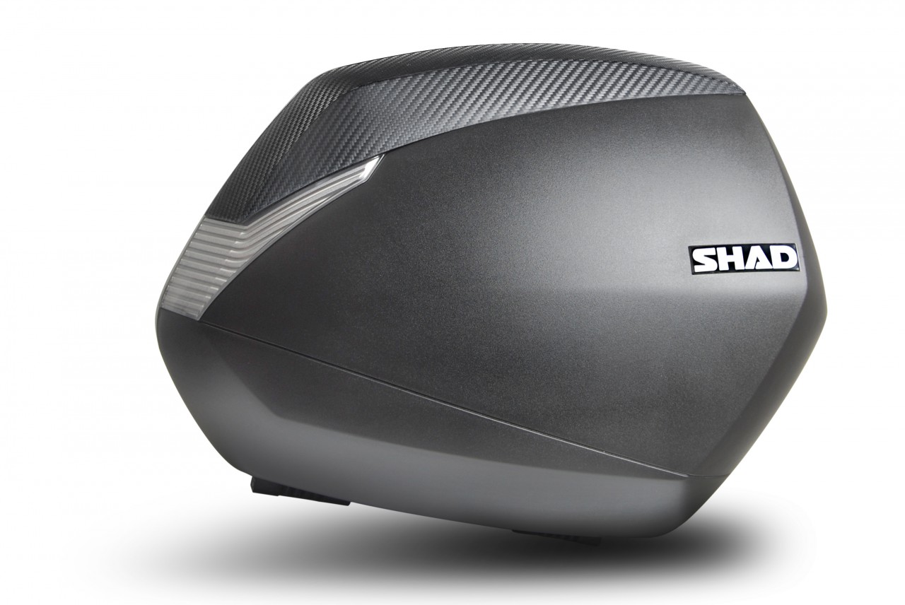 Set di valigie laterali Shad SH36, nero con copertura effetto carbonio, 36 l