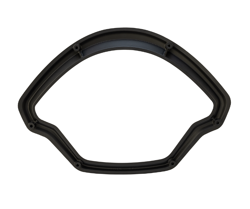 Anello decorativo tachimetro per Vespa GTS/GTS Super 125/300cc (`22-), alluminio, anodizzato nero opaco
