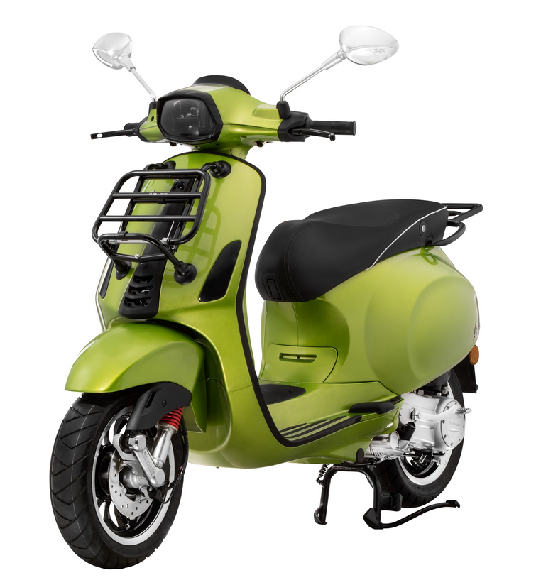 Portapacchi anteriore per Vespa Primavera /Sprint /Elettrica 50-150ccm, pieghevole, nero lucido