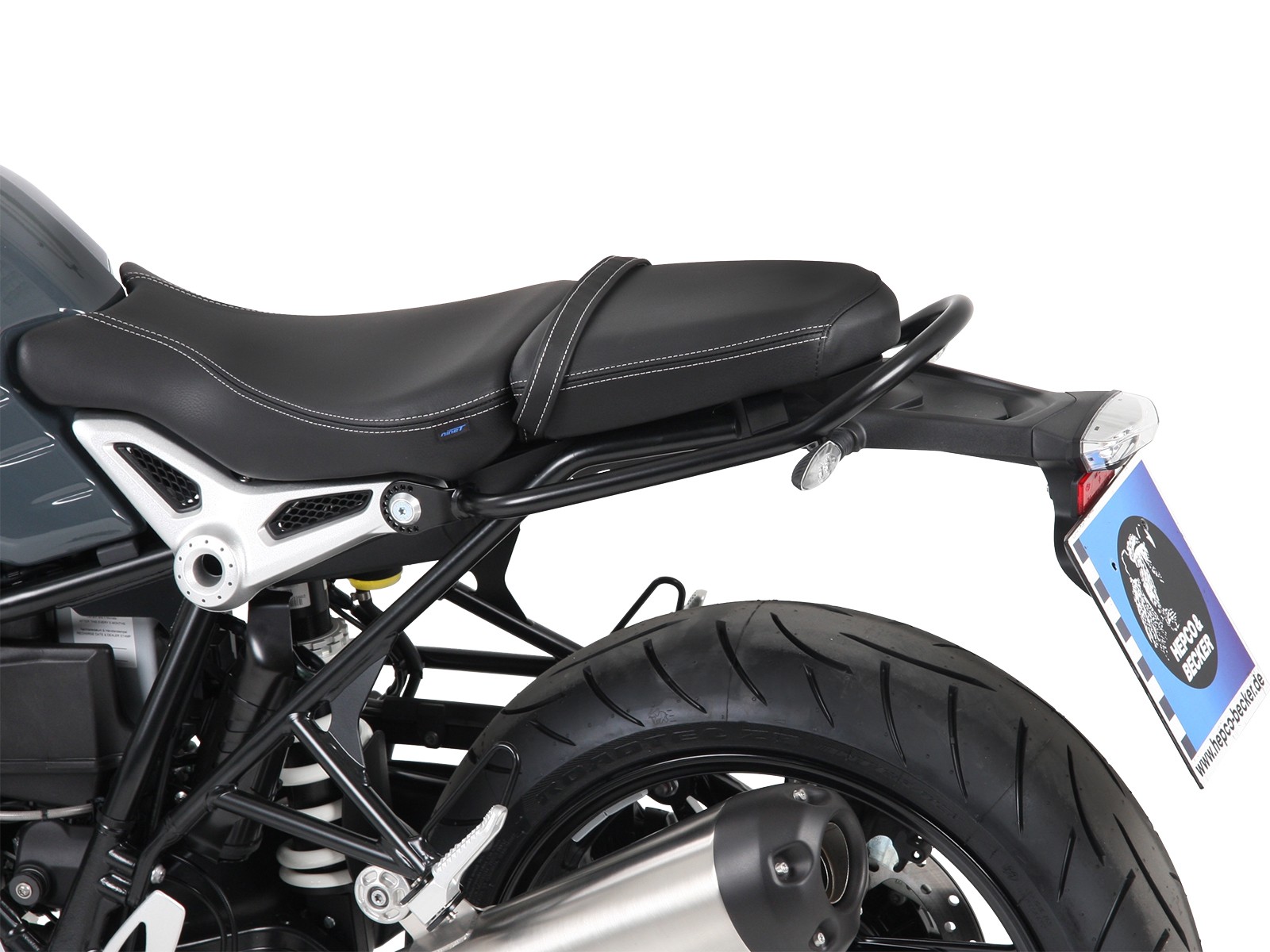 Maniglione passeggero / ringhiera nera per BMW R nineT Pure (17-23) Hepco & Becker