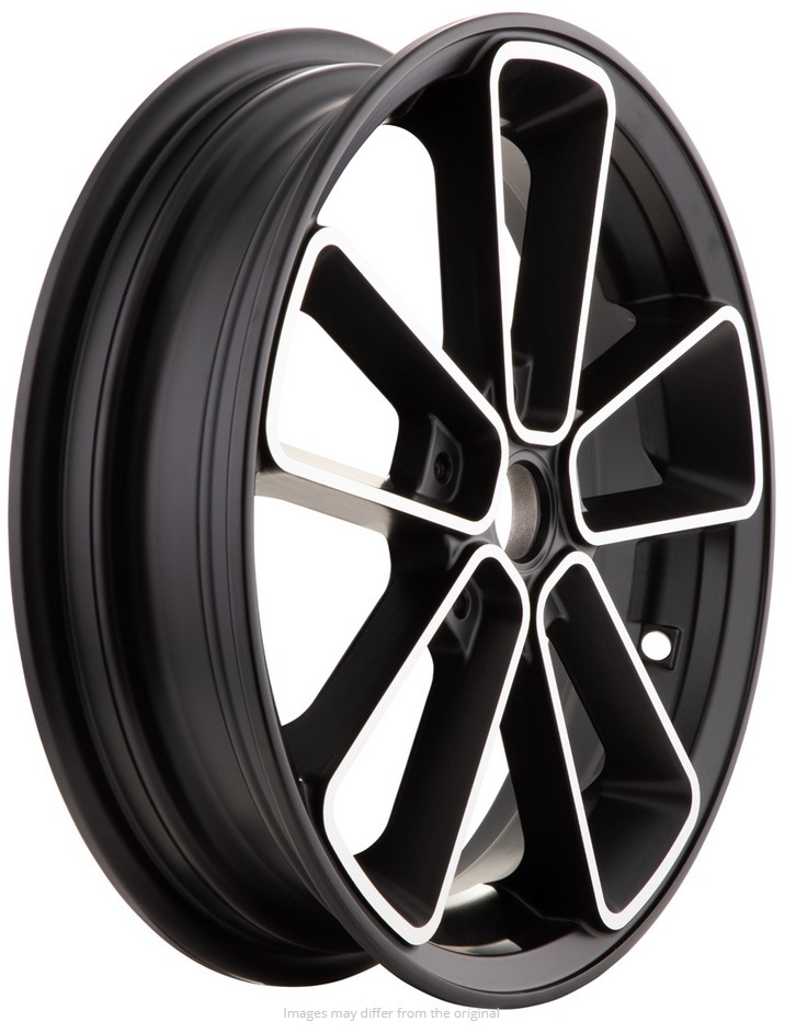 Cerchio anteriore/posteriore 13" per Vespa GTS/GTS Super/GTV/GT 125-300cc, nero con bordo argento