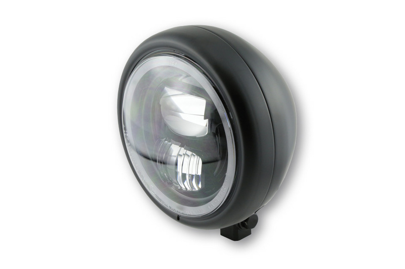 HIGHSIDER pro 5 3/4 pollici Faro Pecos Tipo 7 LED Nero Opaco Con anello per luce di parcheggio, omologato E (1S