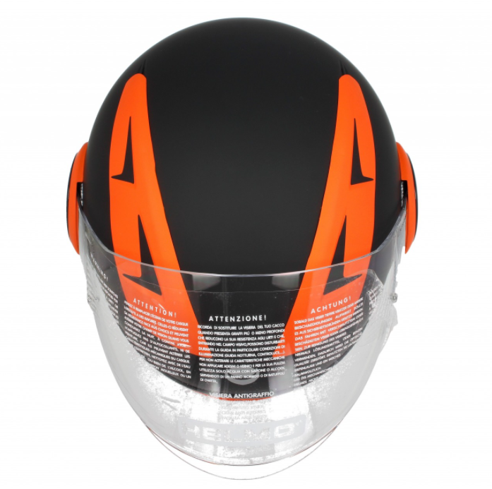 Casco integrale Helmo Milano, FuoriRotta Premium, nero, arancione, opaco